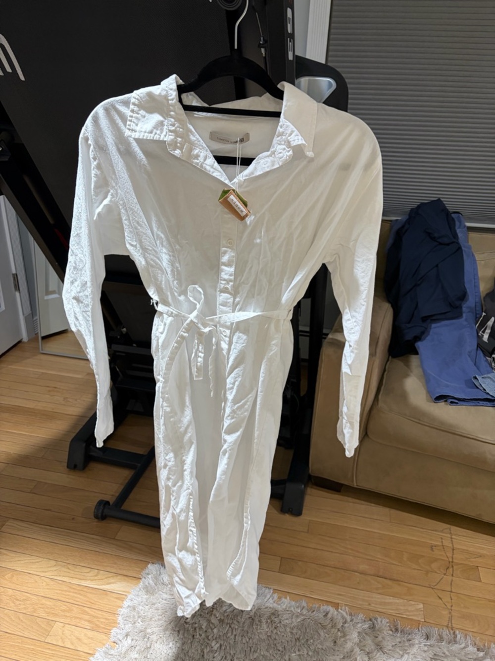 Elegant White button down Midi Dress